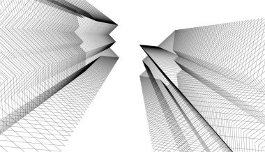 Mimari sanat konseptinde soyut çizgiler, minimal geometrik şekiller, mimari yapı tasarımı