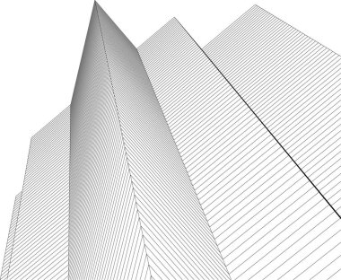 Mimari sanat konseptinde soyut çizgiler, minimal geometrik şekiller, mimari yapı tasarımı