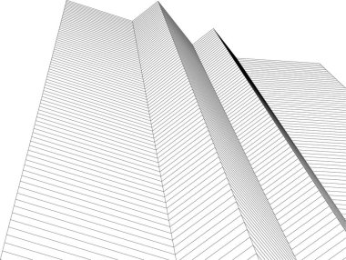 Mimari sanat konseptinde soyut çizgiler, minimal geometrik şekiller, mimari yapı tasarımı