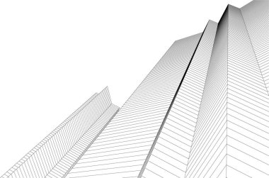 Mimari sanat konseptinde soyut çizgiler, minimal geometrik şekiller, mimari yapı tasarımı