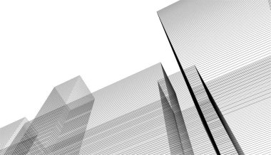 Mimari sanat konseptinde soyut çizgiler, minimal geometrik şekiller, mimari yapı tasarımı