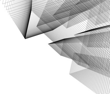 Mimari sanat konseptinde soyut çizgiler, minimal geometrik şekiller, mimari yapı tasarımı