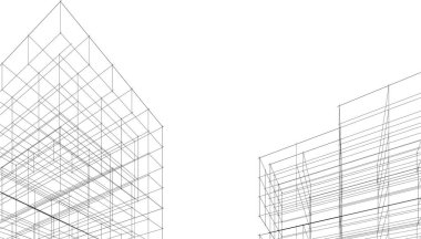 Mimari sanat konseptinde soyut çizgiler, minimal geometrik şekiller, mimari yapı tasarımı