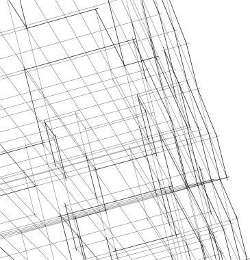 Mimari sanat konseptinde soyut çizgiler, minimal geometrik şekiller, mimari yapı tasarımı