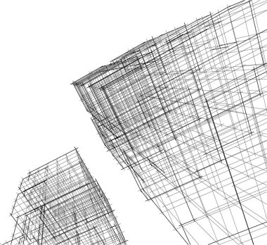 Mimari sanat konseptinde soyut çizgiler, minimal geometrik şekiller, mimari yapı tasarımı