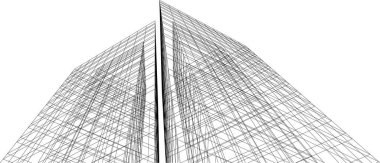 Mimari sanat konseptinde soyut çizgiler, minimal geometrik şekiller, mimari yapı tasarımı