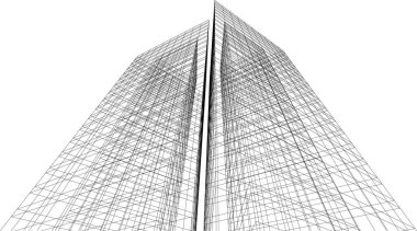 Mimari sanat konseptinde soyut çizgiler, minimal geometrik şekiller, mimari yapı tasarımı