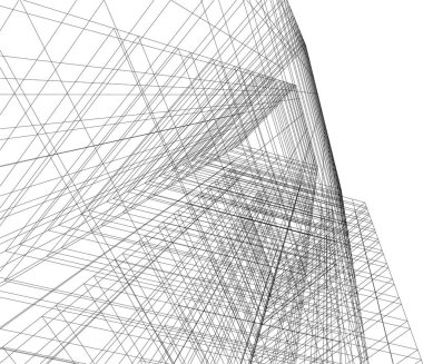 Mimari sanat konseptinde soyut çizgiler, minimal geometrik şekiller, mimari yapı tasarımı