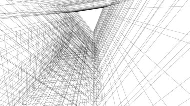 Mimari sanat konseptinde soyut çizgiler, minimal geometrik şekiller, mimari yapı tasarımı