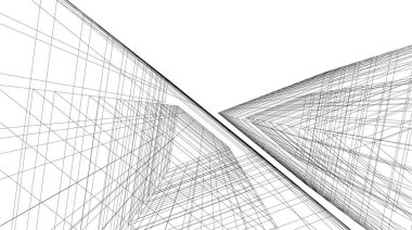 Mimari sanat konseptinde soyut çizgiler, minimal geometrik şekiller, mimari yapı tasarımı