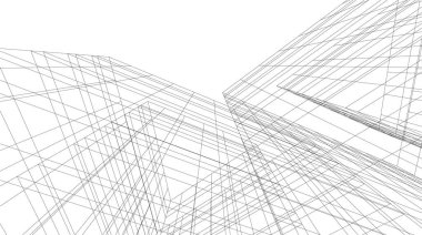 Mimari sanat konseptinde soyut çizgiler, minimal geometrik şekiller, mimari yapı tasarımı