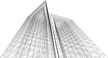 Mimari sanat konseptinde soyut çizgiler, minimal geometrik şekiller, mimari yapı tasarımı