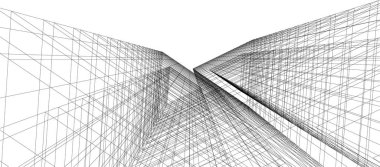 Mimari sanat konseptinde soyut çizgiler, minimal geometrik şekiller, mimari yapı tasarımı