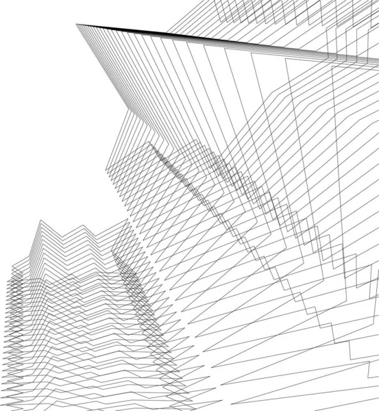 Lignes Dessin Abstraites Dans Concept Art Architectural Formes Géométriques Minimales — Image vectorielle