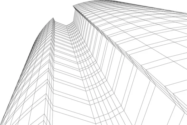 Абстрактные Чертежи Концепции Архитектурного Искусства Минимальные Геометрические Формы Архитектурное Проектирование — стоковый вектор