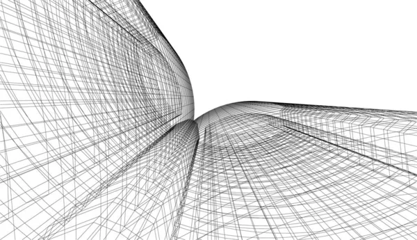 建筑艺术概念中的抽象制图线 最小几何形状 建筑建筑设计 — 图库矢量图片