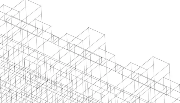 Abstrakte Zeichnungslinien Architektonischen Kunstkonzept Minimale Geometrische Formen Architektonische Baugestaltung — Stockvektor