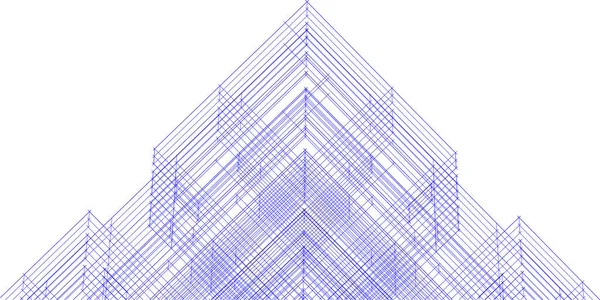 建築芸術の概念における抽象的な線 最小限の幾何学的形状 建築物のデザイン — ストックベクタ