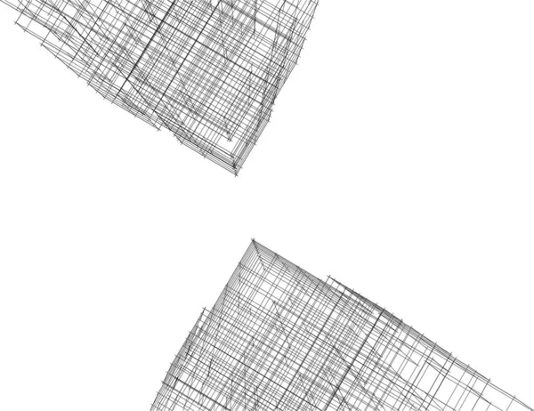 建筑艺术概念中的抽象制图线 最小几何形状 建筑建筑设计 — 图库矢量图片