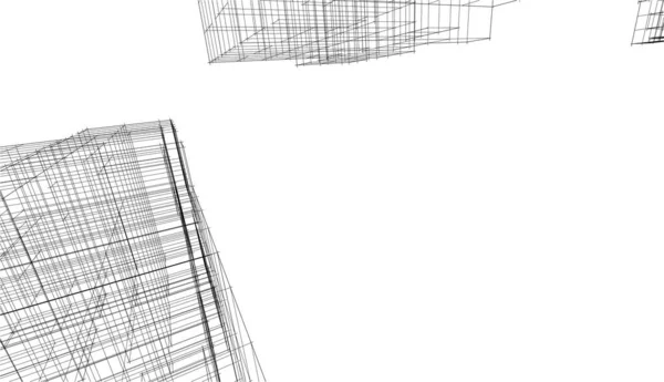 建築芸術の概念における抽象的な線 最小限の幾何学的形状 建築物のデザイン — ストックベクタ