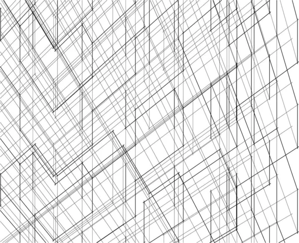 Lignes Dessin Abstraites Dans Concept Art Architectural Formes Géométriques Minimales — Image vectorielle