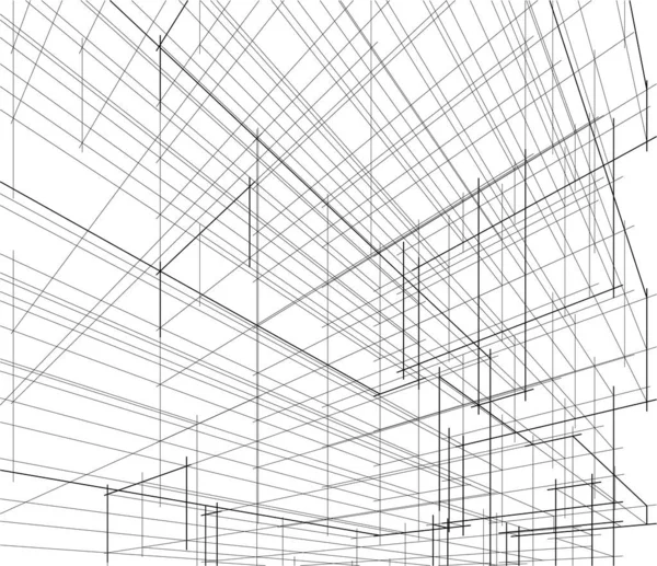 Abstrakcyjne Linie Rysunkowe Koncepcji Sztuki Architektonicznej Minimalne Kształty Geometryczne Projekt — Wektor stockowy