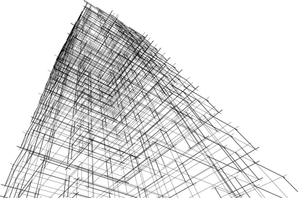 Lignes Dessin Abstraites Dans Concept Art Architectural Formes Géométriques Minimales — Image vectorielle