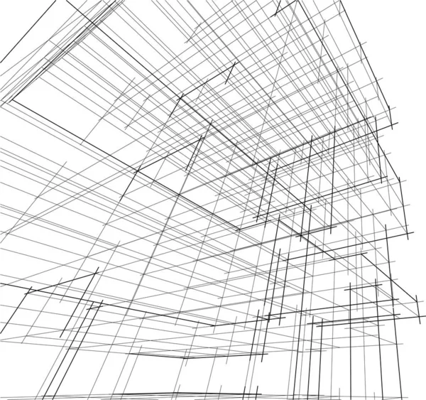 Líneas Abstractas Dibujo Concepto Arte Arquitectónico Formas Geométricas Mínimas Diseño — Vector de stock