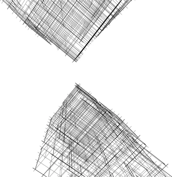 Líneas Abstractas Dibujo Concepto Arte Arquitectónico Formas Geométricas Mínimas Diseño — Archivo Imágenes Vectoriales