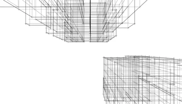 Elvont Rajzvonalak Építészeti Képzőművészetben Minimális Geometriai Formák Építészeti Tervezés — Stock Vector