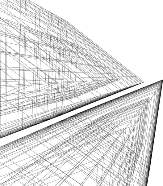 Abstracte Tekenlijnen Architectonisch Kunstconcept Minimale Geometrische Vormen Architectonisch Bouwontwerp — Stockvector