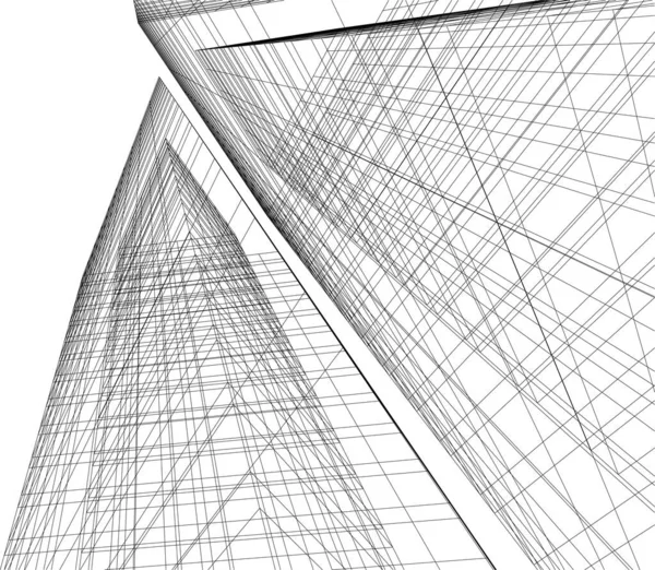 Líneas Abstractas Dibujo Concepto Arte Arquitectónico Formas Geométricas Mínimas Diseño — Archivo Imágenes Vectoriales