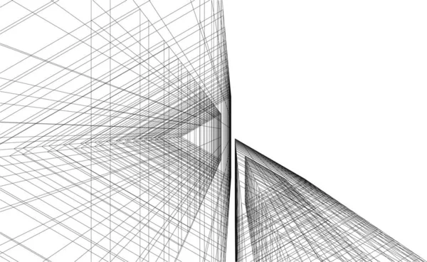 Elvont Rajzvonalak Építészeti Képzőművészetben Minimális Geometriai Formák Építészeti Tervezés — Stock Vector