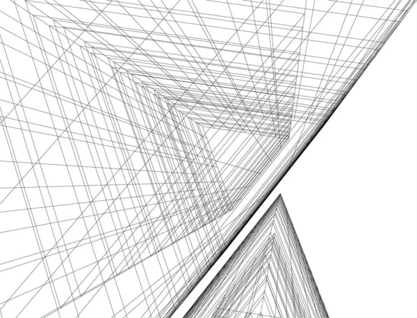 Líneas Abstractas Dibujo Concepto Arte Arquitectónico Formas Geométricas Mínimas Diseño — Vector de stock