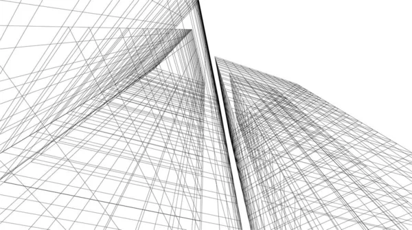 Mimari sanat konseptinde soyut çizgiler, minimal geometrik şekiller, mimari yapı tasarımı