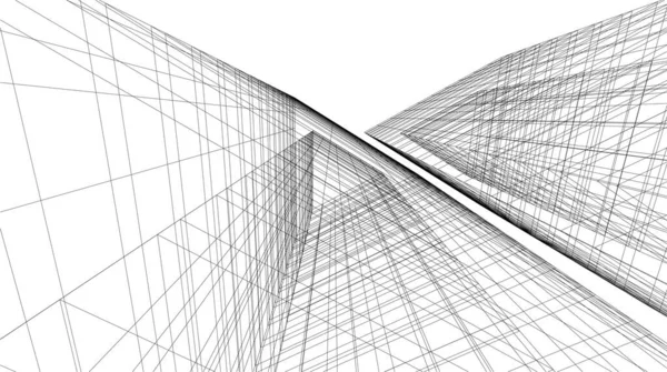 Mimari sanat konseptinde soyut çizgiler, minimal geometrik şekiller, mimari yapı tasarımı
