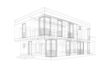 Mimari sanat konseptinde soyut çizgiler, minimal geometrik şekiller, mimari yapı tasarımı