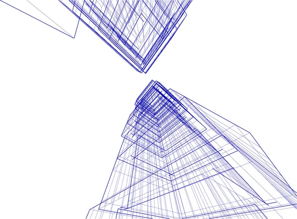 Geometrical Architectural Drawings Digital Wallpaper — Stock Vector