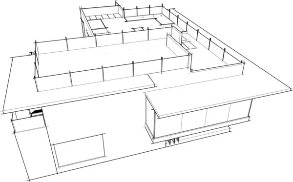 Esquisse Architecturale Bâtiment Architecture Illustration — Image vectorielle