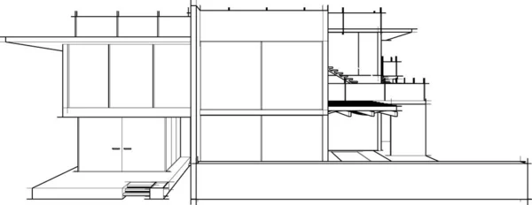 Visualización Interior Ilustración Computadora Arquitectura — Archivo Imágenes Vectoriales