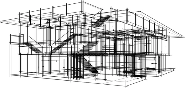 建筑墙纸设计 数字概念背景 — 图库矢量图片