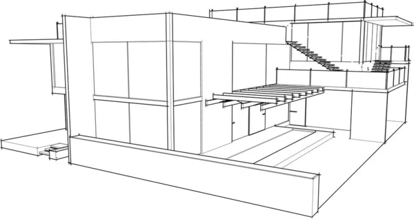 Interior Del Moderno Edificio Apartamentos Ilustración — Archivo Imágenes Vectoriales