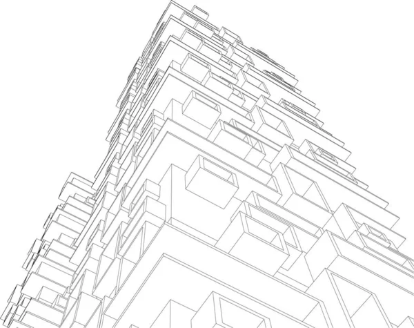 建筑墙纸设计 数字概念背景 — 图库矢量图片