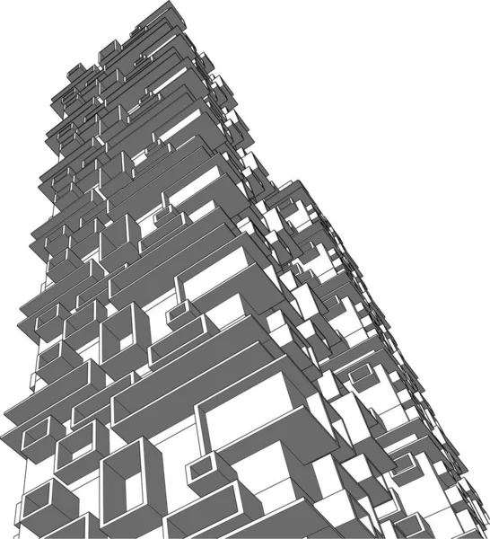 建筑墙纸设计 数字概念背景 — 图库矢量图片