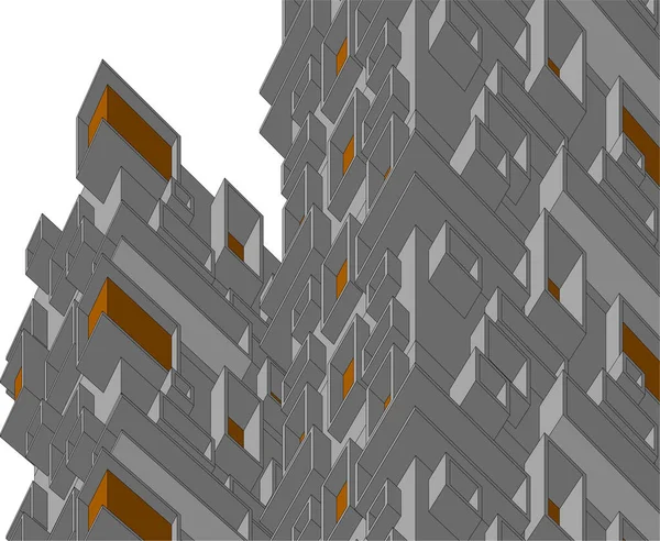 Isometric City Buildings Vector Illustration — Stock Vector
