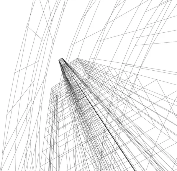 Linhas Abstratas Desenho Conceito Arte Arquitetônica Formas Geométricas Mínimas —  Vetores de Stock