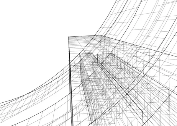 Abstracte Tekenlijnen Architectonisch Kunstconcept Minimale Geometrische Vormen — Stockvector