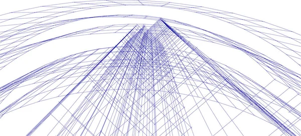 Abstrakte Zeichnungslinien Architektonischen Kunstkonzept Minimale Geometrische Formen — Stockvektor