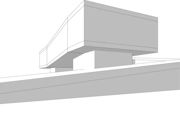 Rendering Vit Och Blå Arkitekturbyggnad — Stock vektor