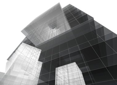 soyut mimari duvar kâğıdı tasarımı, dijital konsept arkaplan, tasarım binası şeklinin kaba görünüşü